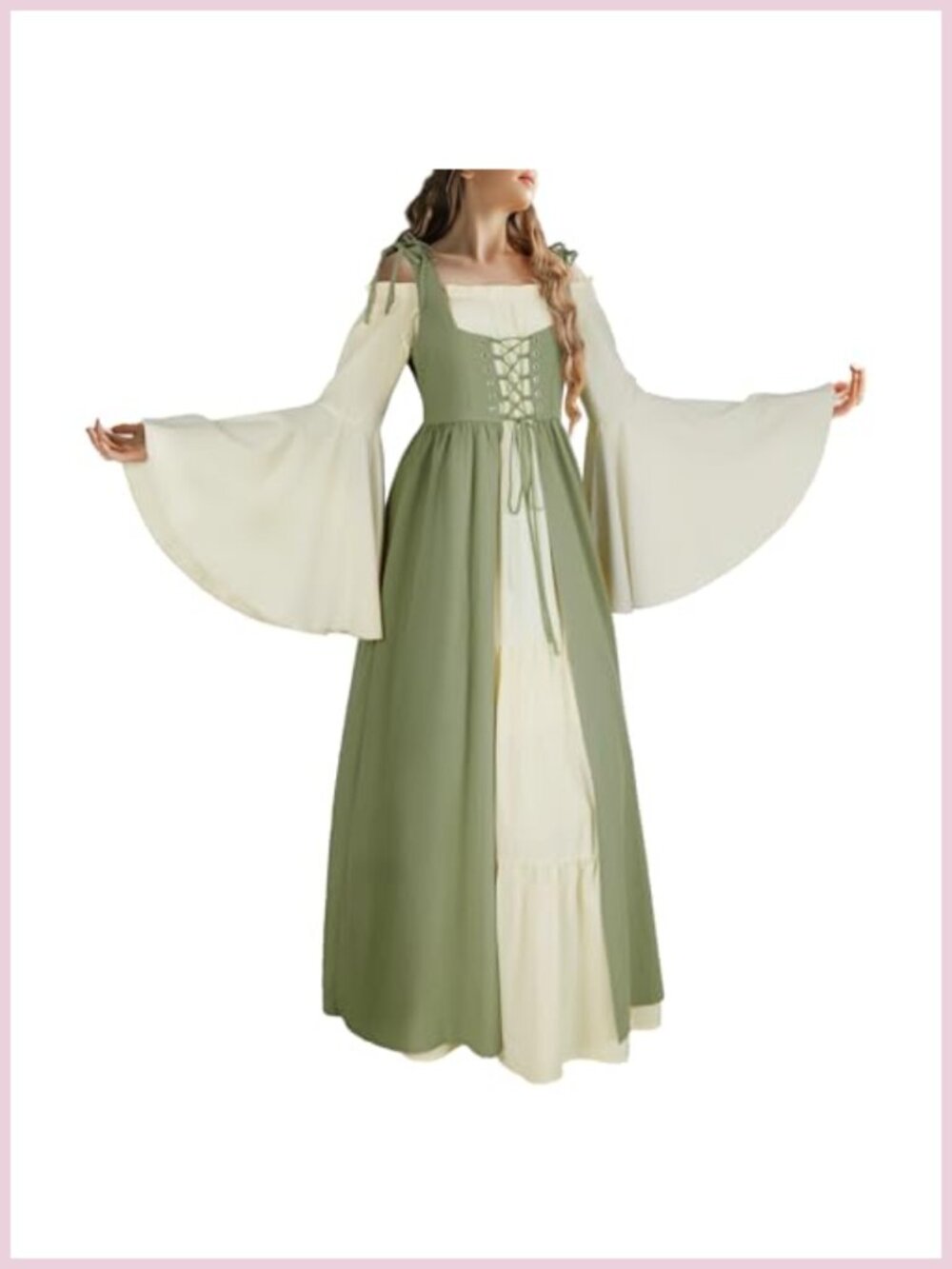 Renaissance Medieval Costume Long Sleeve Dress Off Shoulder
